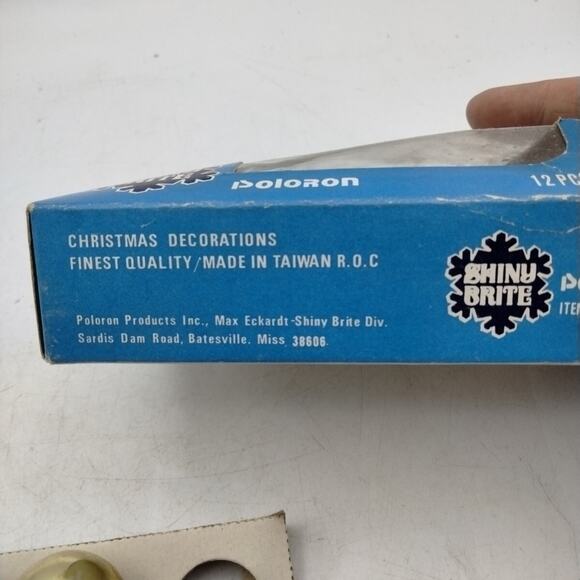 Vintage Christmas Shiny Brite Glass Mini 1" Ornaments Orig Box 9 Gold - Picture 3 of 3